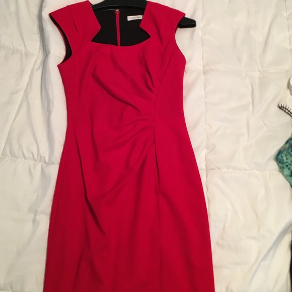 Calvin Klein red sheath dress