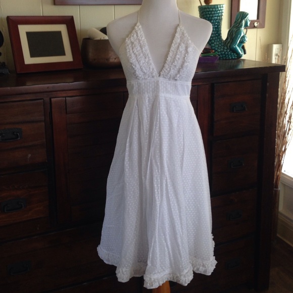 JCrew white Swiss dot halter dress Sz 4 - Picture 2 of 4
