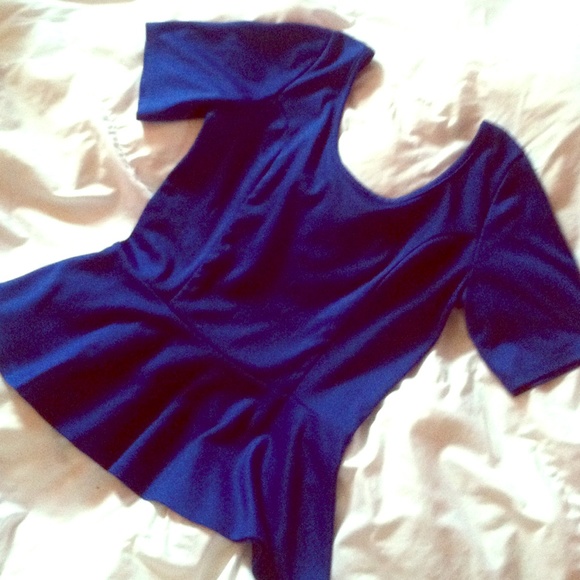 Blue Peplum Top - Picture 1 of 1