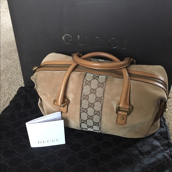 Gucci Speedy Bag- Brown Suede and GG