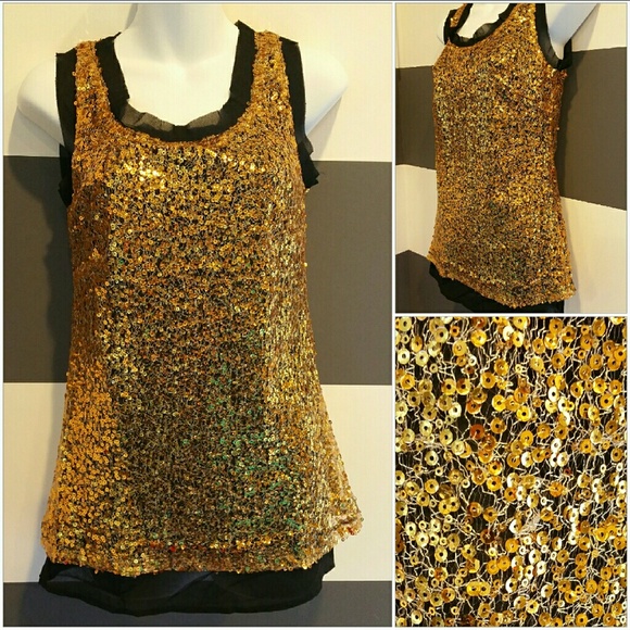 GOLD SEQUIN TOP - Picture 2 of 4