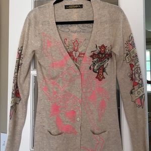 Ed Hardy Cardigan with decorative crystals