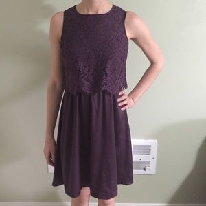 Plum loft lace and silky dress.