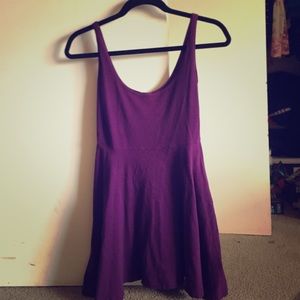 Purple baby doll dress with high cinched waist