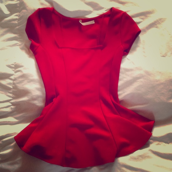 Spicy Red Peplum Top