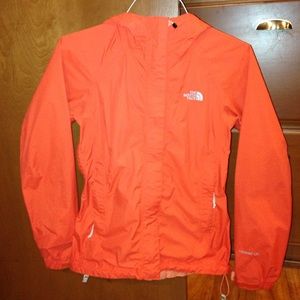 Orange north face rain jacket