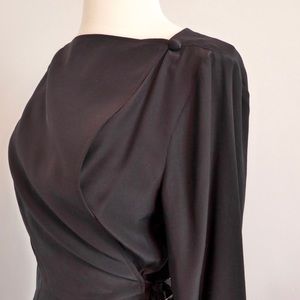 NWT Emerson Fry Black Silk Wrap Dress