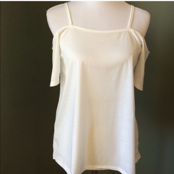 REDUCED! 🆕White Spaghetti Strap Open Shoulder Top - Picture 2 of 4