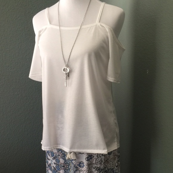 REDUCED! 🆕White Spaghetti Strap Open Shoulder Top - Picture 4 of 4