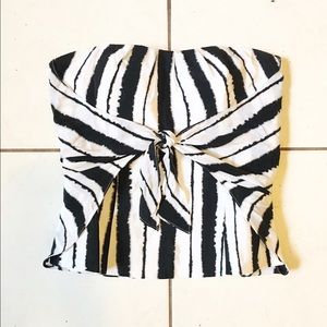 WHBM Black & White Striped Tie Tube Top