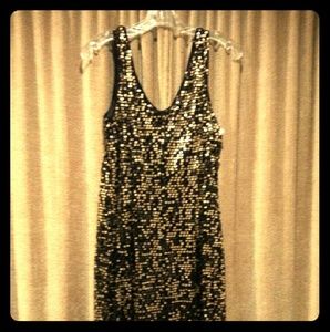 NWOT Black and Gold sequin dress