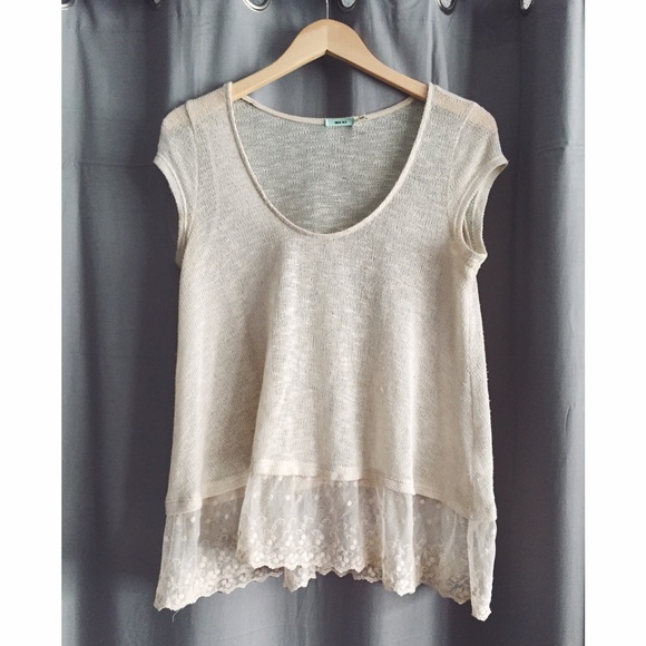 Urban Outfitters Tops - UO knit top with lace trim