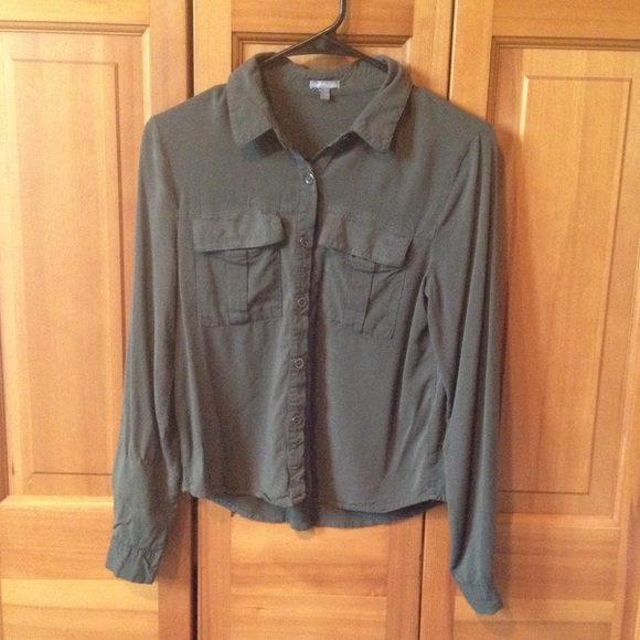 Olive green button down shirt