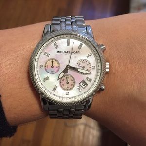 Michael Kors Womens Chronograph Ritz Silver Watch
