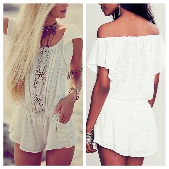FREE PEOPLE Romper Crochet Banded Eyelet Jumpsuit - Picture 3 of 3