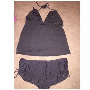 Ruffled tankini with skirt bottom