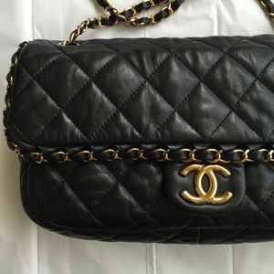 CHANEL black chain me quilted classic flap bag