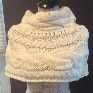 Off white woven mini poncho