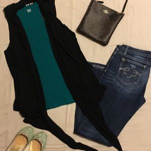 SALE! Bisou Bisou Sleeveless Knit-Back Cardigan