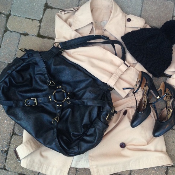 ➖Deena & Ozzy black faux leather bag➖