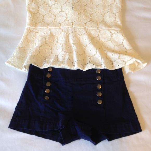 Navy Sailor Button Shorts