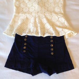 Navy Sailor Button Shorts