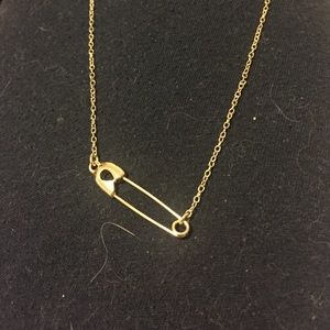 Gold safety pin necklace