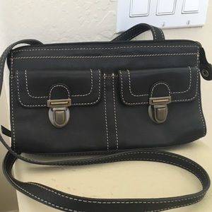 Fossil Genuine Leather Black Crossbody Purse