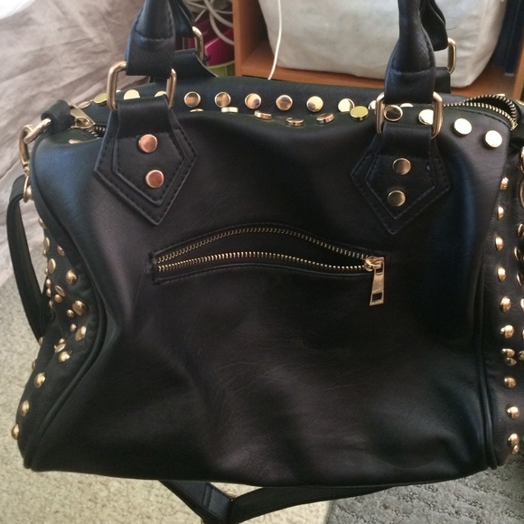 Gold studded black barrel bag - Picture 3 of 4