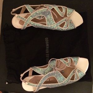 Nicholas Kirkwood Ice Blue Glitter Flat Sandal