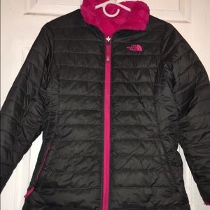 NWOT girls pink and grey reversible north face