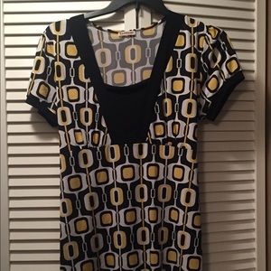 Yellow black and white dressy top