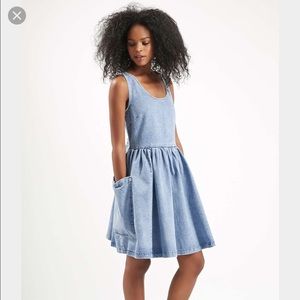 TOPSHOP Denim Single Pocket Baby Doll Dress