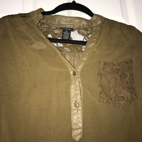 Green and brown blouse - Picture 3 of 6