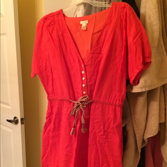 Orange Linen J Crew Dress