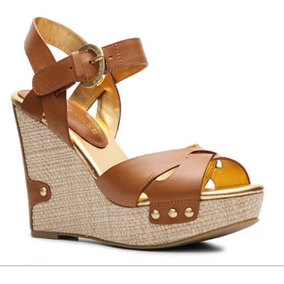Raffia leather wedge sandals