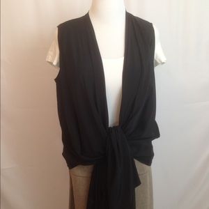 Elegant black silk sleeveless wrap.