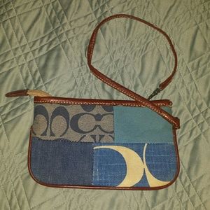 Denim patch Coach Wristlet