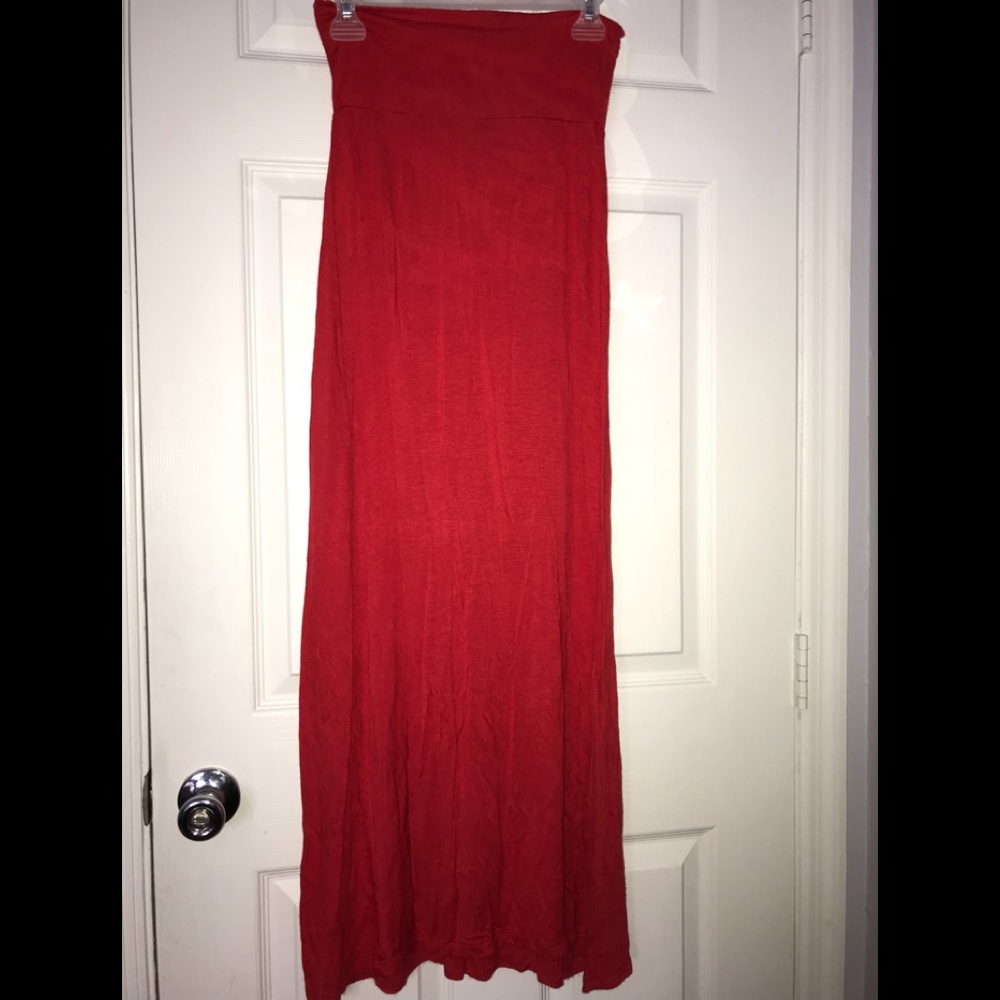 Red maxi skirt