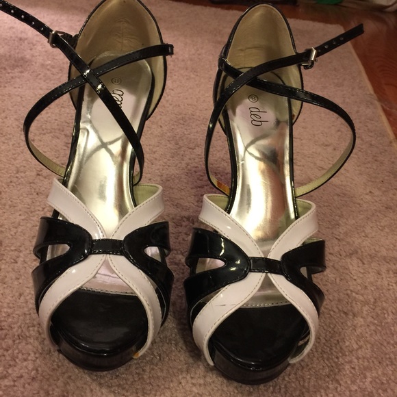 Black and White Deb Heels