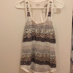 EXPRESS sequin and lace tank