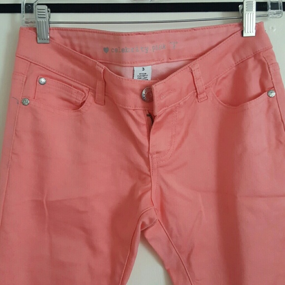 Coral pink skinny jeans