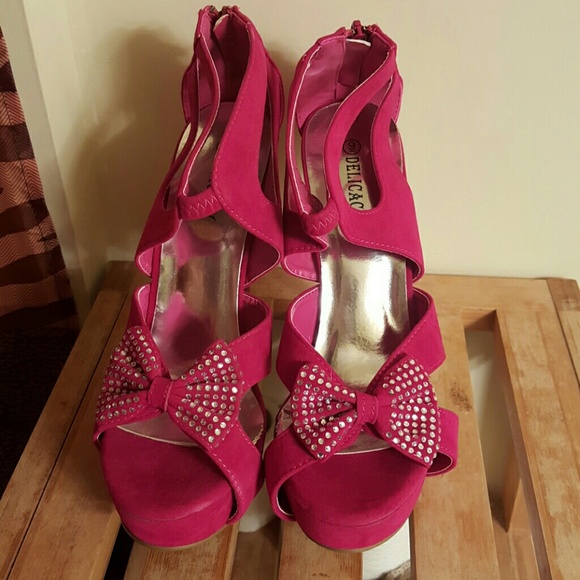 Fuchsia Bow  Heels