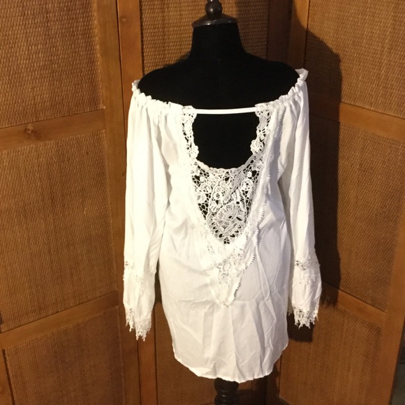 White Lace Mini Dress - Picture 3 of 4