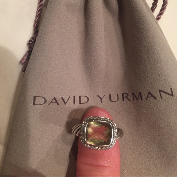 David Yurman diamond pave/lemon citrine oval ring - Picture 2 of 2