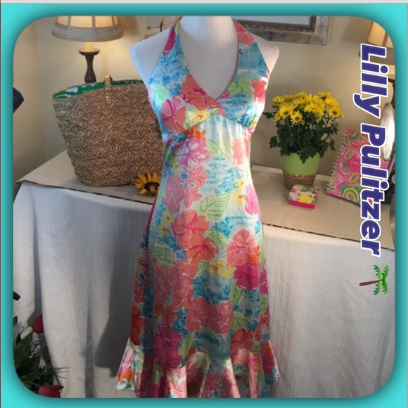 Lilly Pulitzer Dresses & Skirts - Lilly Pulitzer🌴 Gorgeous Silk Halter Spring Dress
