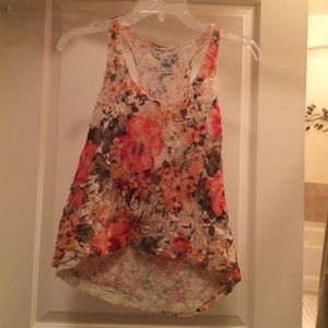 Orange flower lace tank