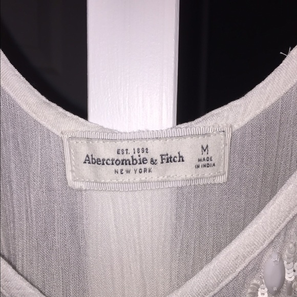 A&F-White flowy tank top w/ cute detailed beading - Picture 3 of 4