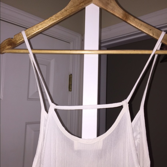 A&F-White flowy tank top w/ cute detailed beading - Picture 4 of 4