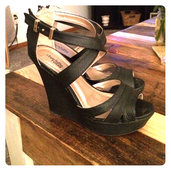 Black wedge sandals